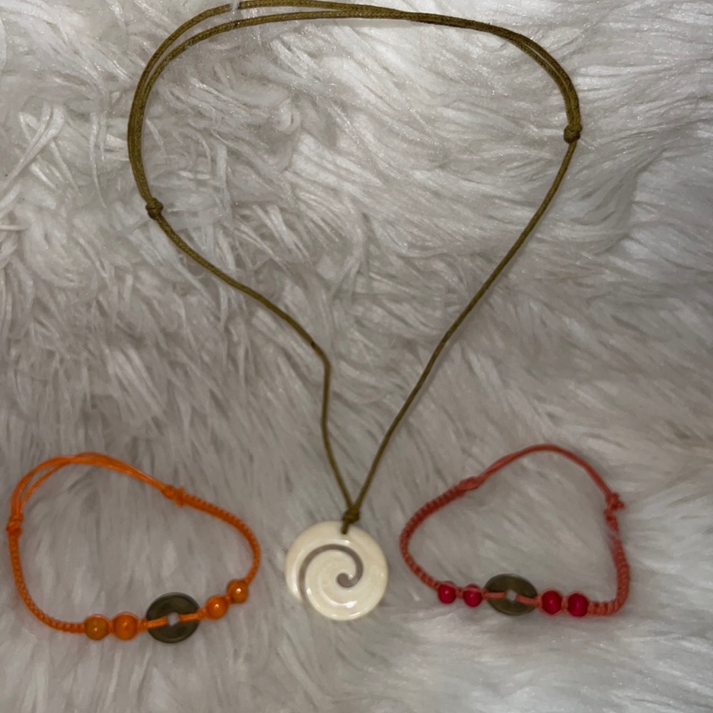 Boho Swirl Necklace and Chinese Coin Bracelets